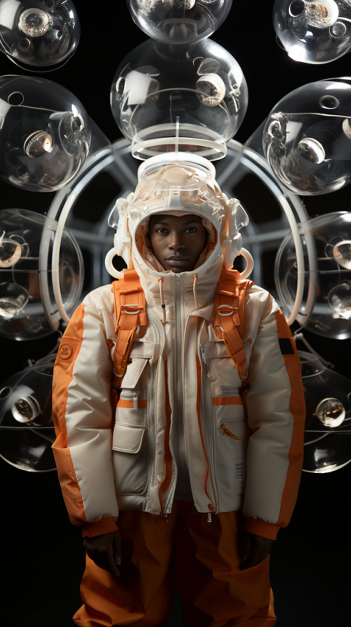 Cream + orange — glass spheres.