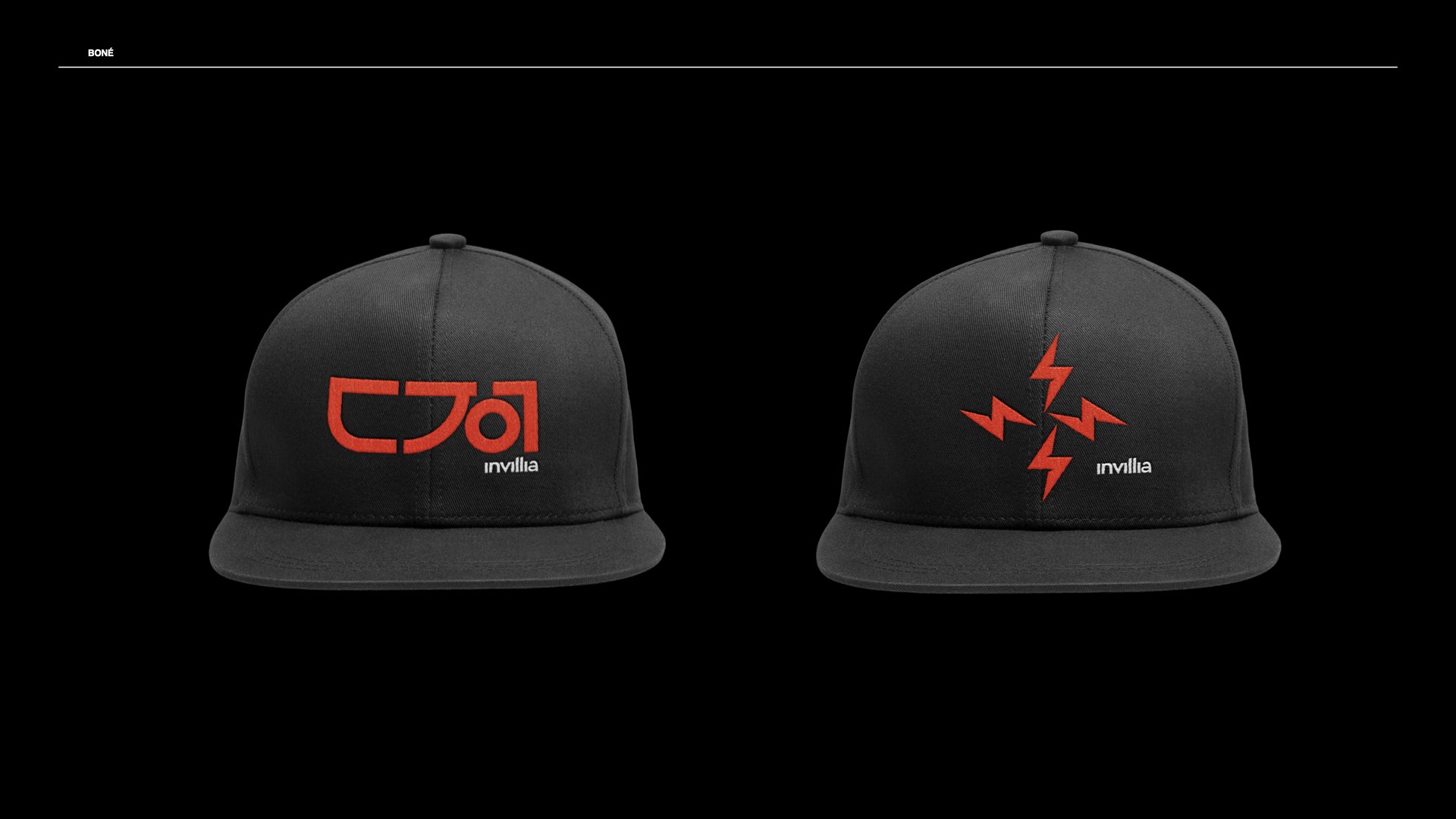 Spark in use — embroidered as wordmark and as energy.